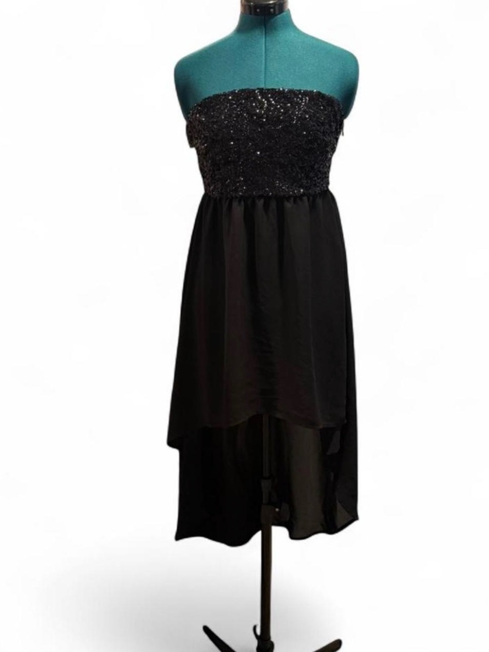 Forever 21 Black Strapless Sequin Bodice High-Low Dress